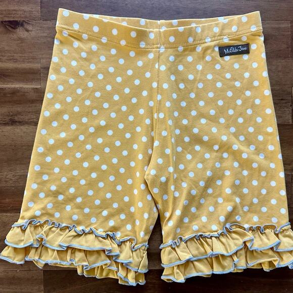Matilda Jane Make Believe School Bus Shorties 12 Yellow Polka Dot Knit Shorts - Picture 2 of 5